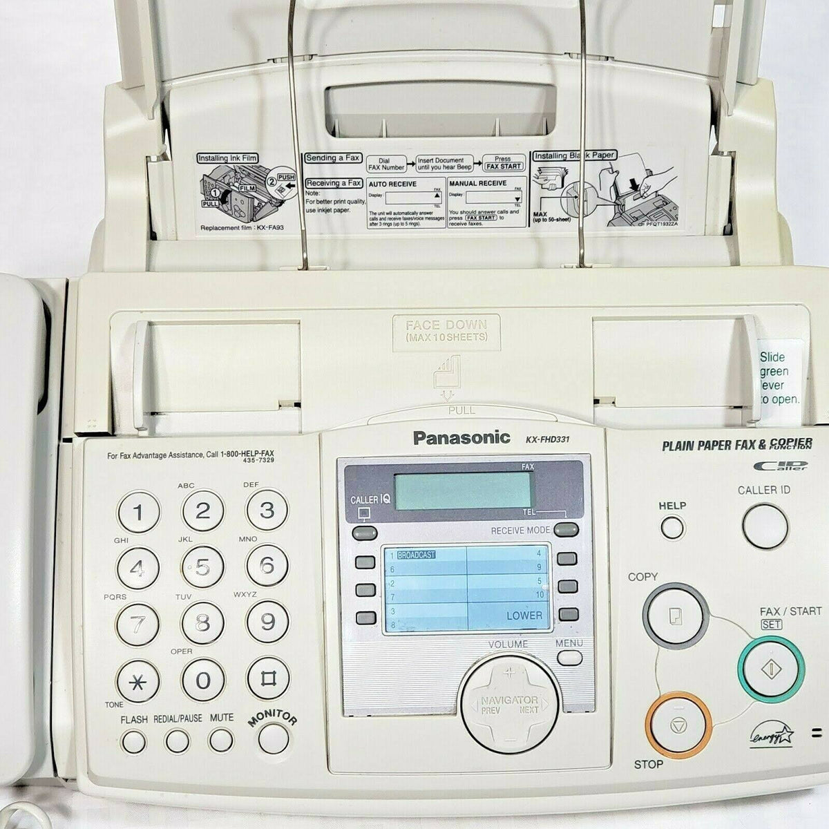 Panasonic KX-FHD331 Fax Copy Machine Copier Plain Paper Caller ID – Black