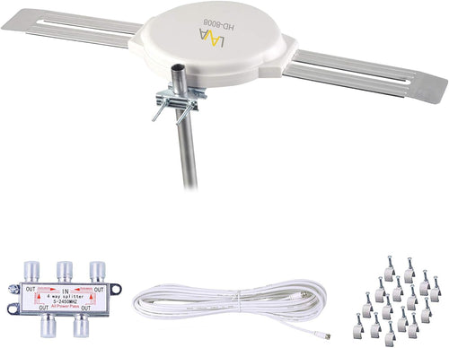 LAVA HD8008 Omnidirectional 360 Degree HD TV 4K Omnipro TV Antenna OmniPro HD-8008 + Installation Kit & FiveStar TV Antenna Jpole